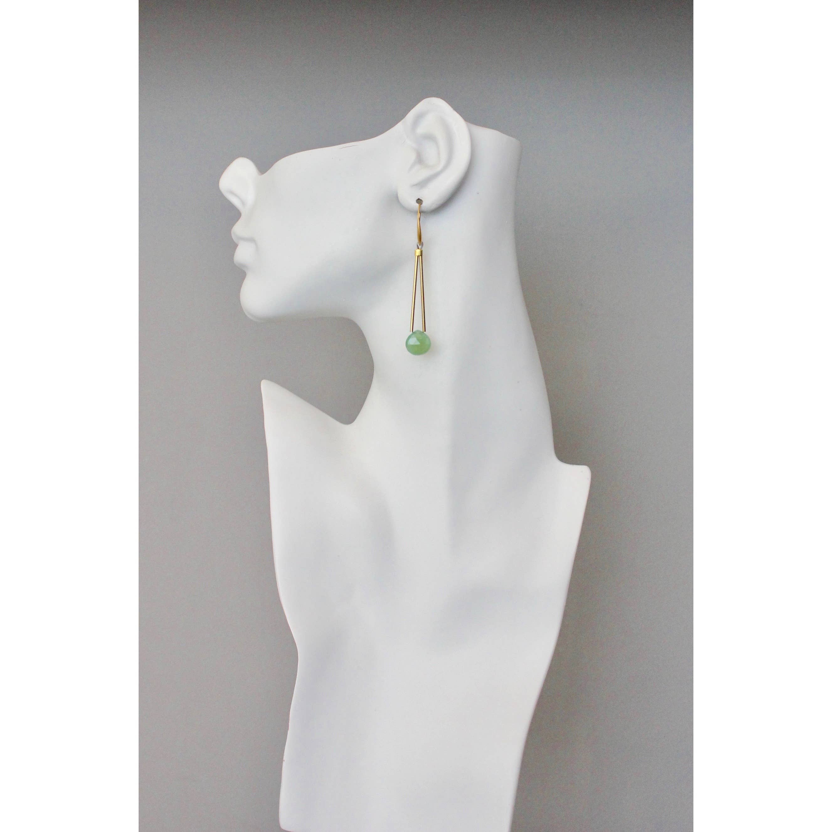 Green onyx geometric earrings, photo 2 of 3