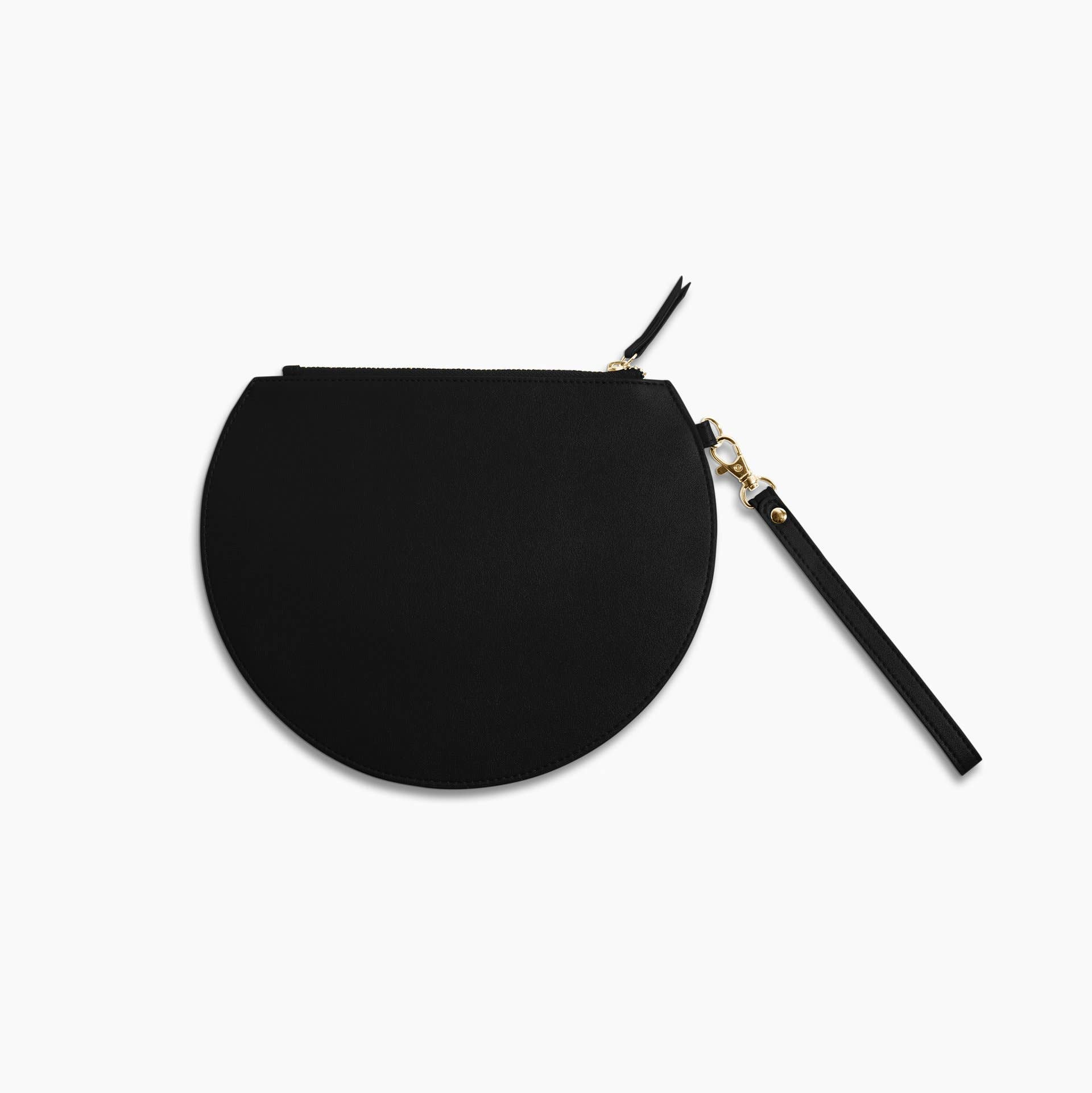 #14004 3/4 Moon Clutch in Black