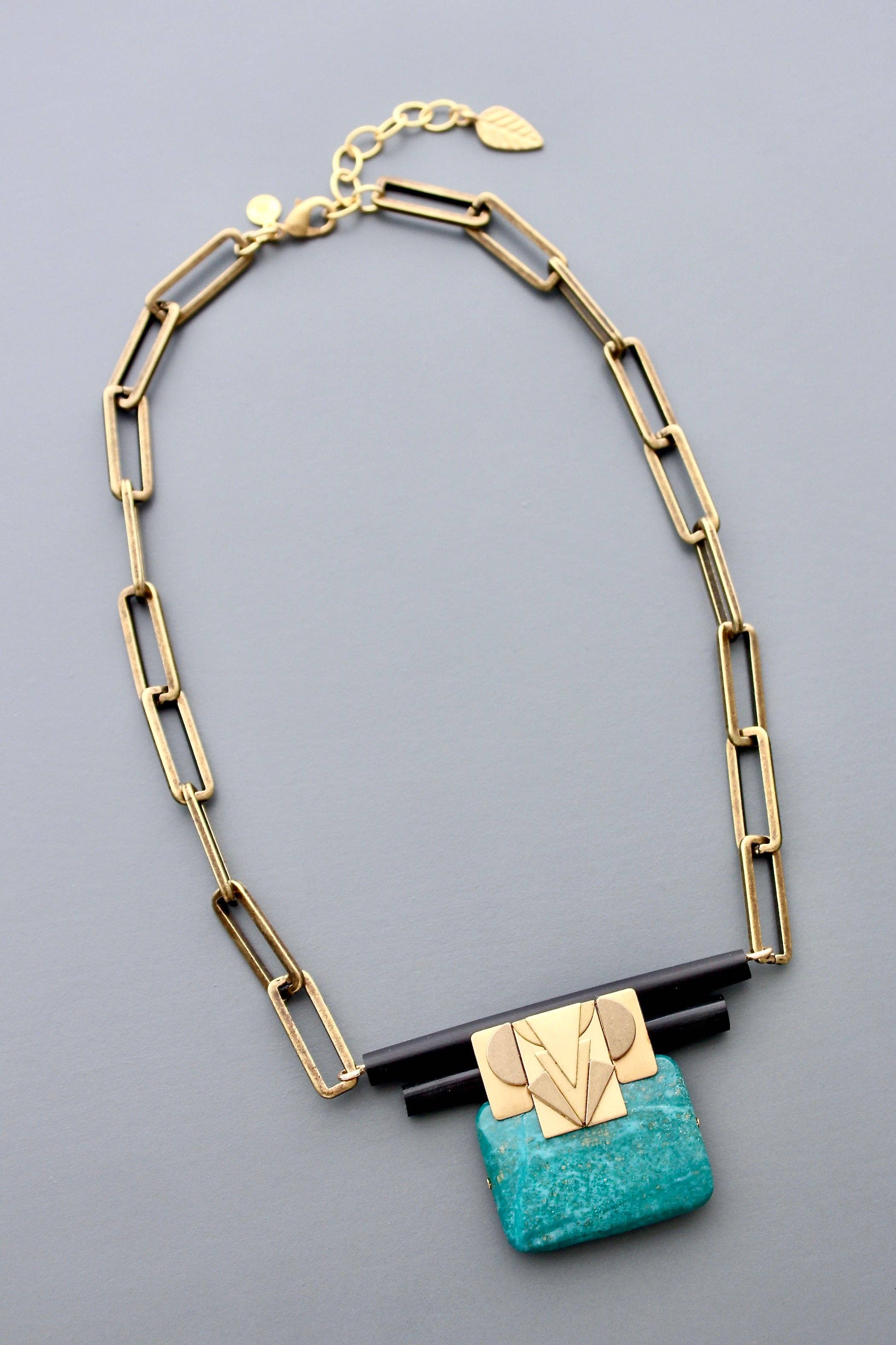 HYL519 Turquoise Artdeco necklace, photo 4 of 4