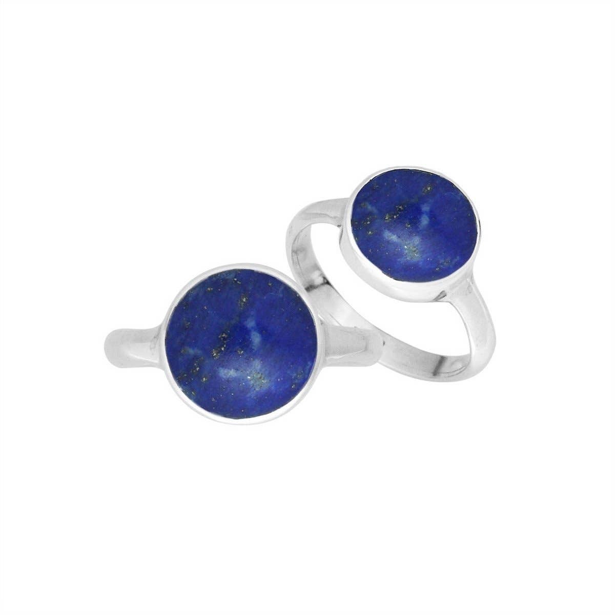 AR-6158-LP-9'' Sterling Silver Round Shape Ring With Lapis