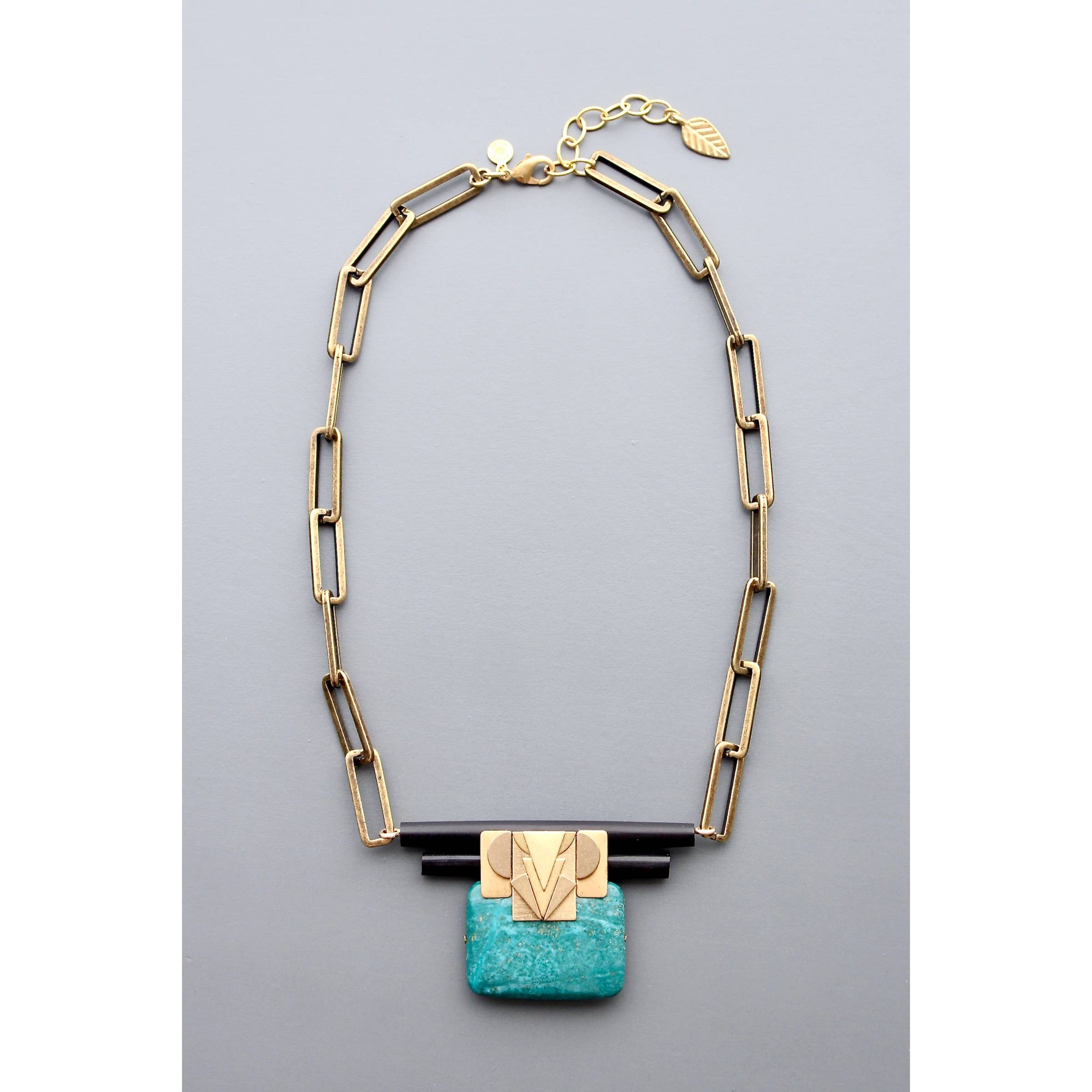 HYL519 Turquoise Artdeco necklace, photo 1 of 4