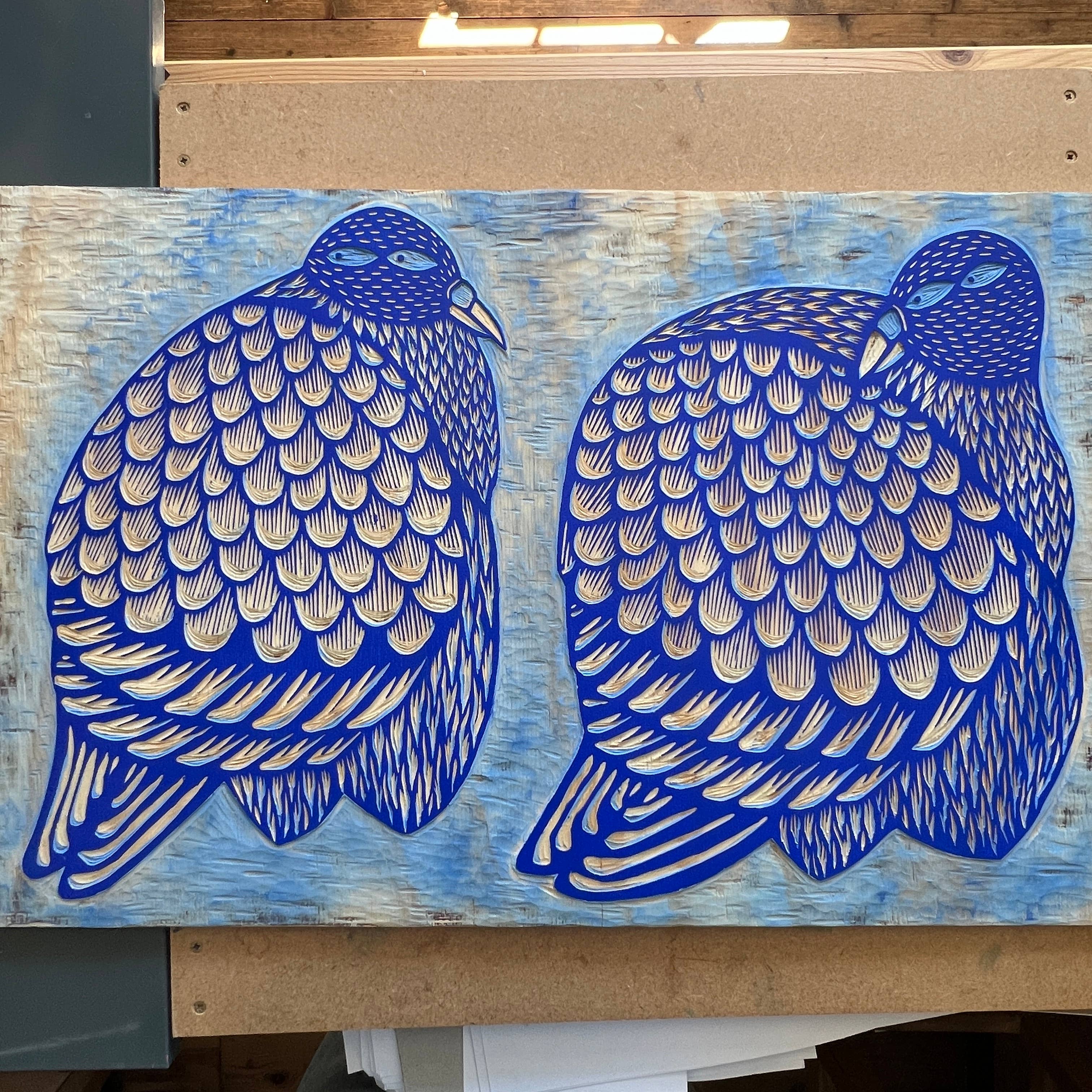 Pigeon Fancier - Original Woodcut Print, photo 4 of 4