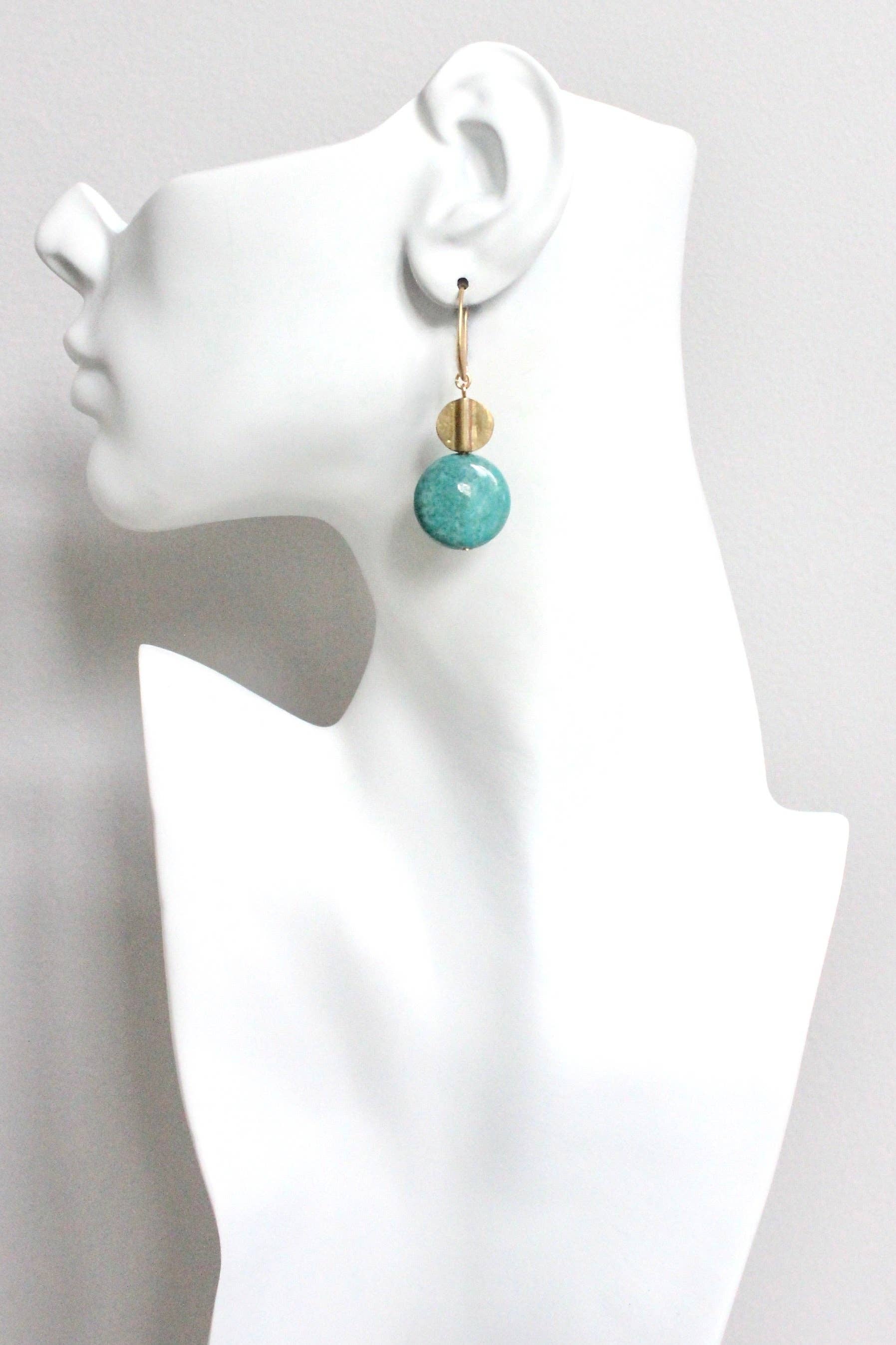 HYLE22 Turquoise disc earrings, photo 2 of 4