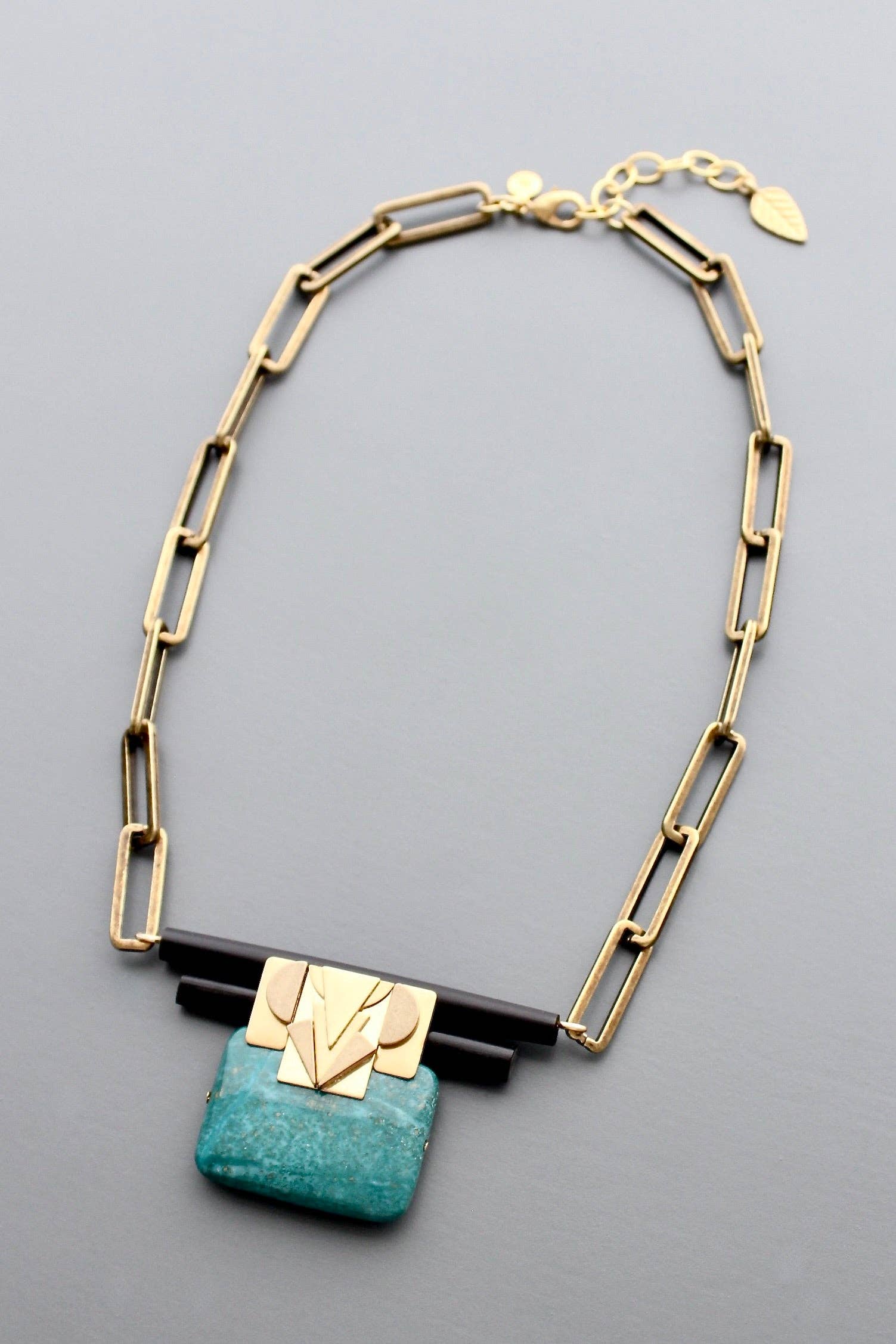 HYL519 Turquoise Artdeco necklace, photo 3 of 4