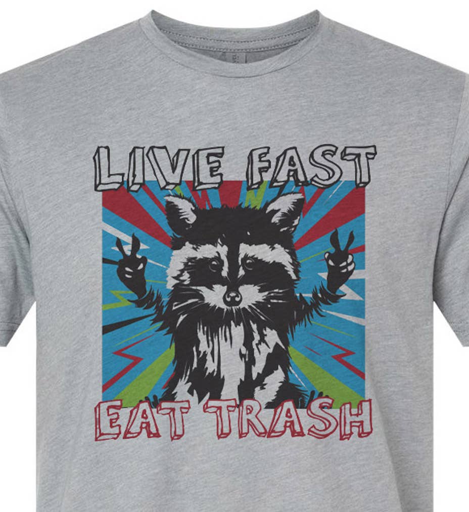 Raccoon "Live Fast Eat Trash" Unisex Tee, photo 1 of 2