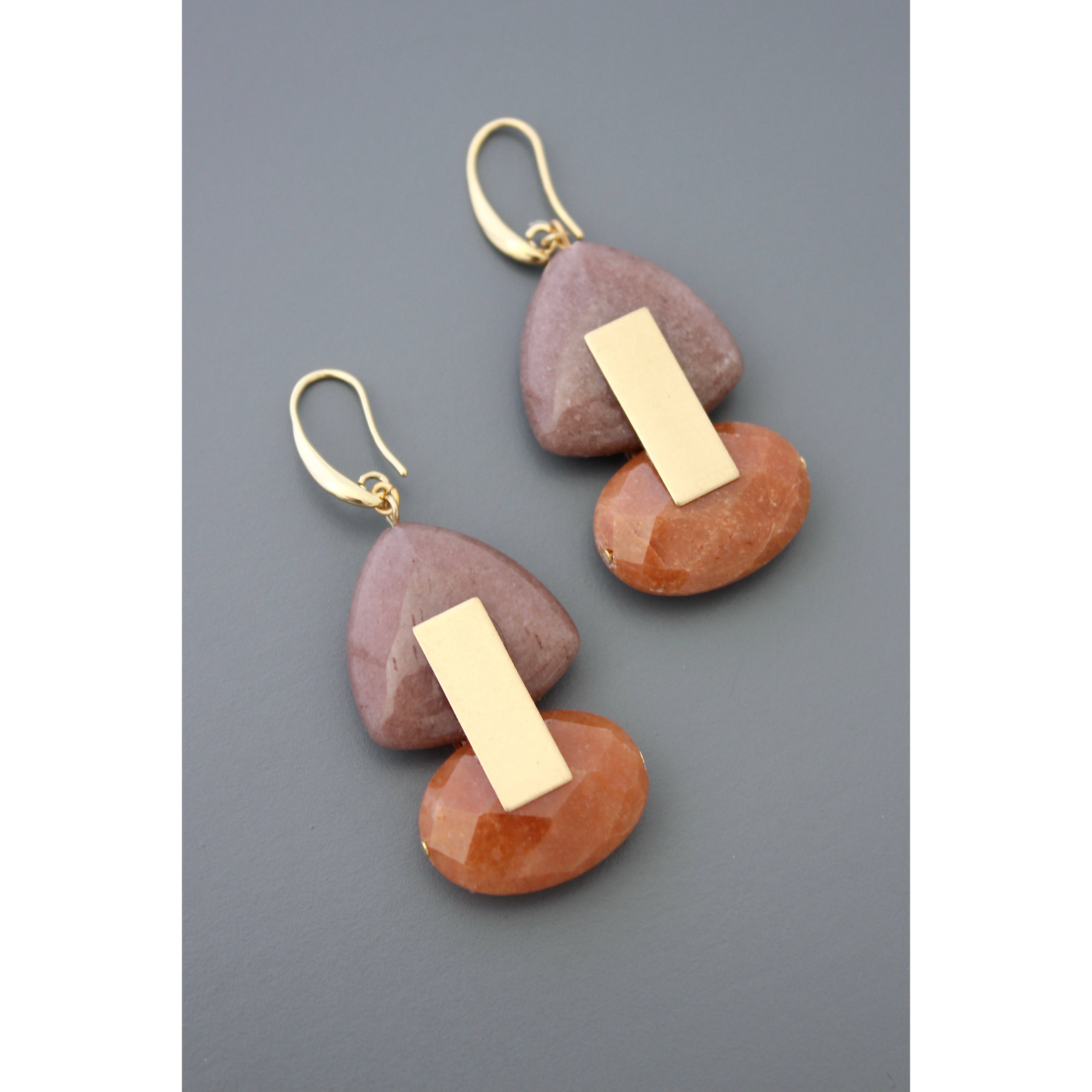 FERE44 Mauve and orange earrings, photo 3 of 3