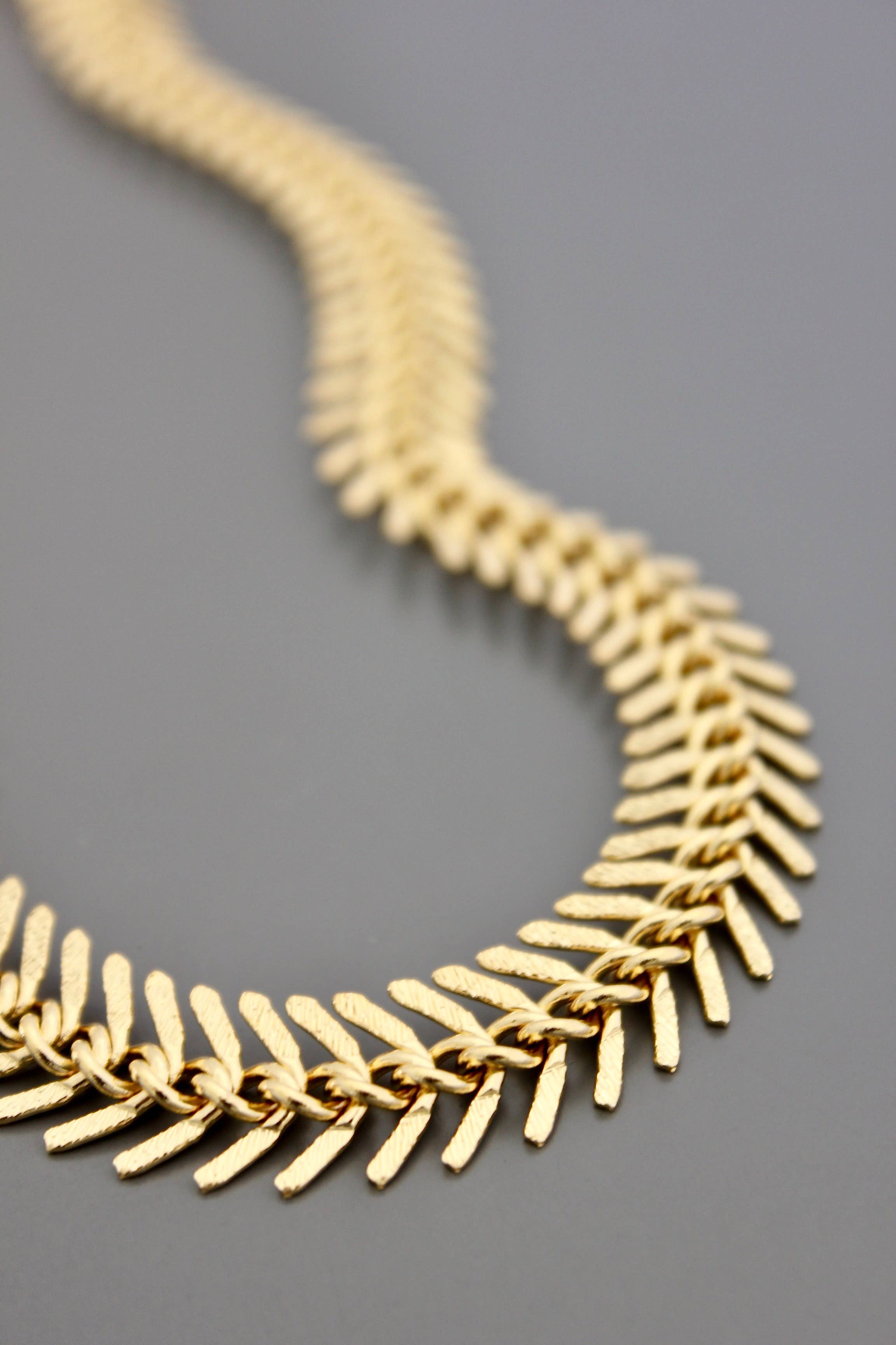 Gold Chain Fish Bone Necklace, photo 7 of 7