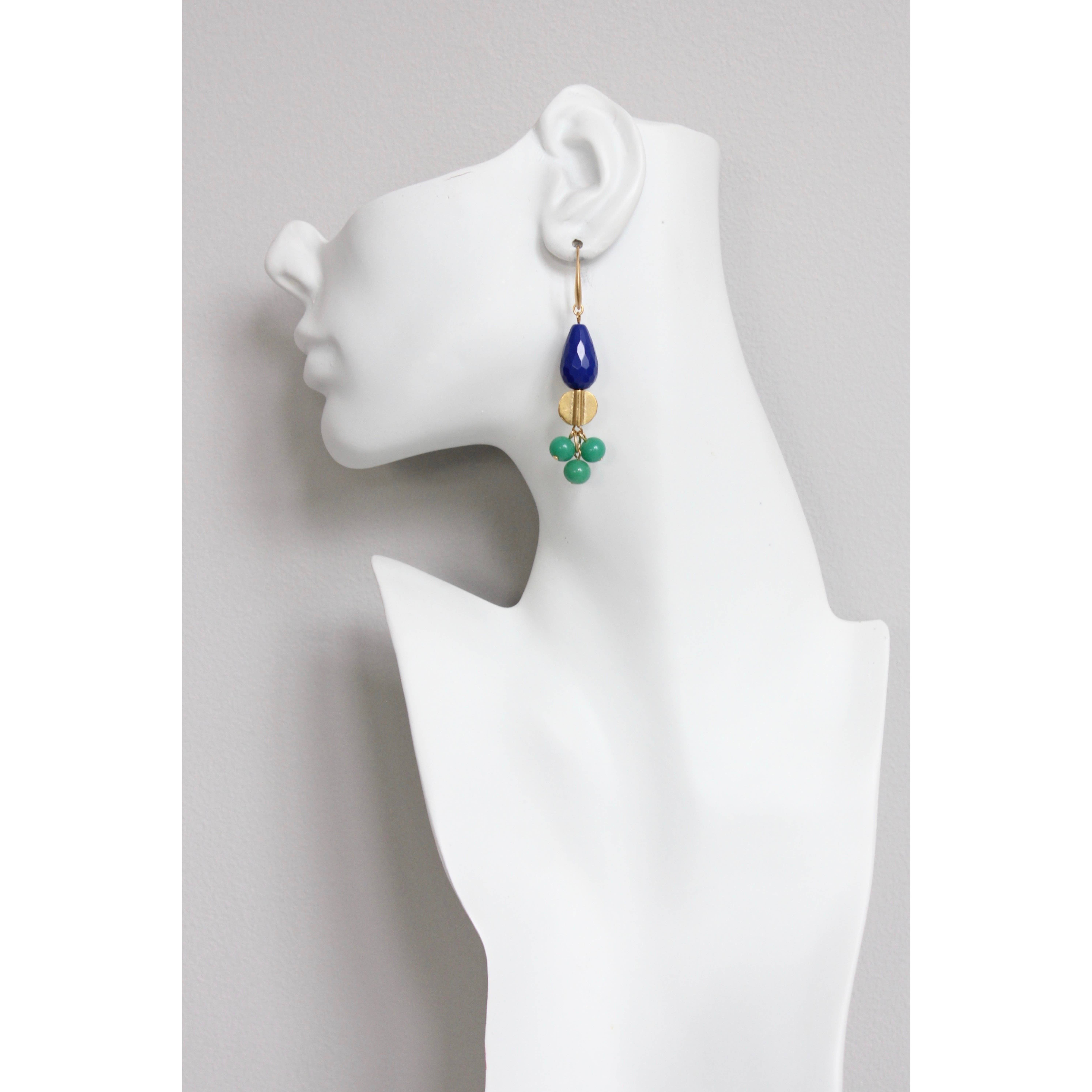 Blue and green cluster earrings, photo 2 of 3