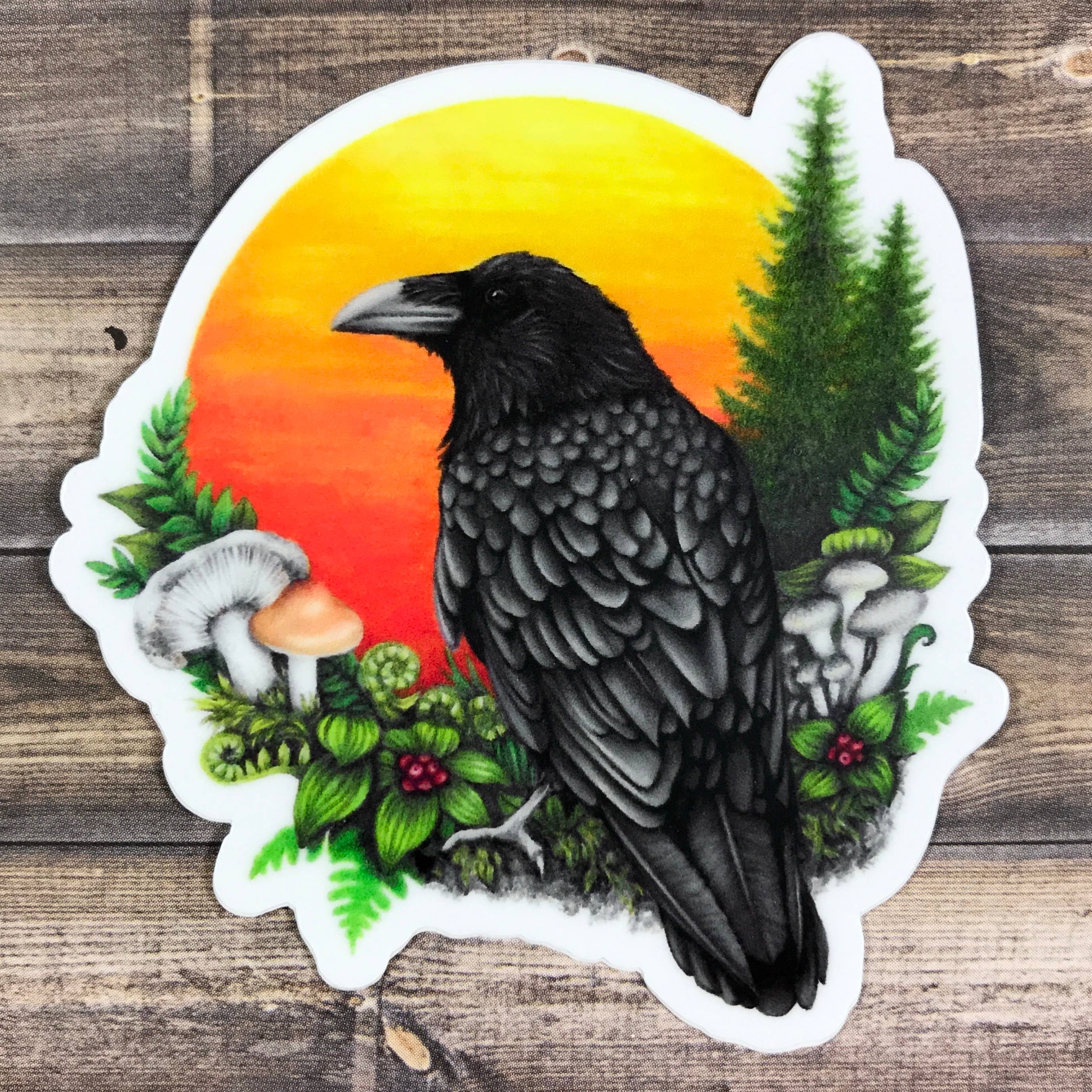 Raven and sun sticker