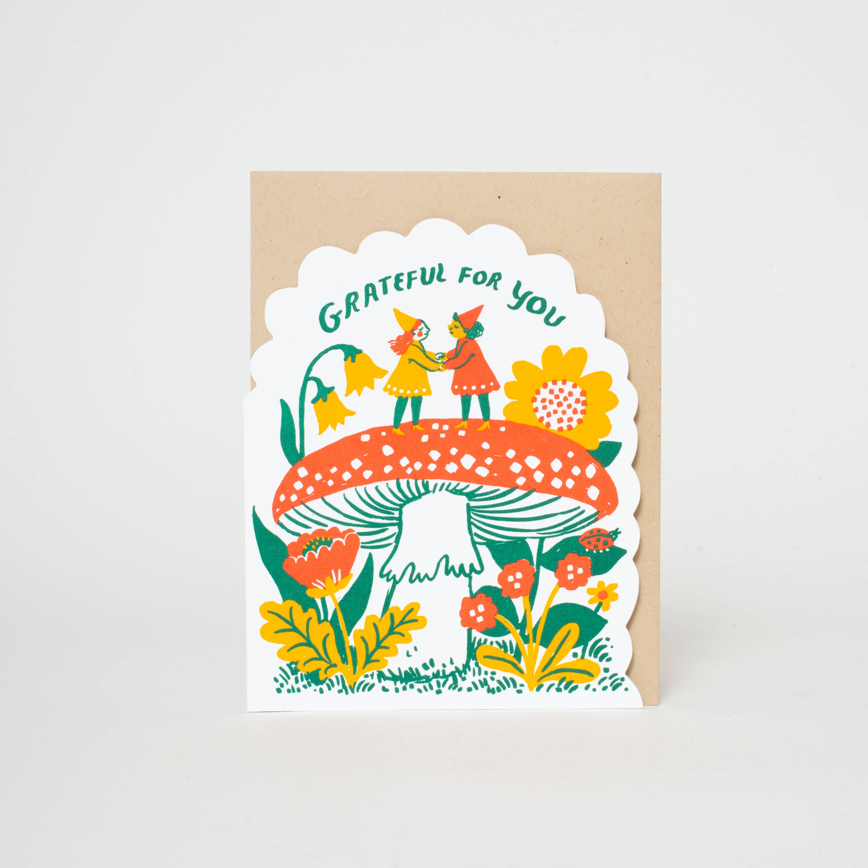 Grateful Gnomes Die-cut Letterpress Card by Phoebe Wahl: Paper tab, photo 1 of 3