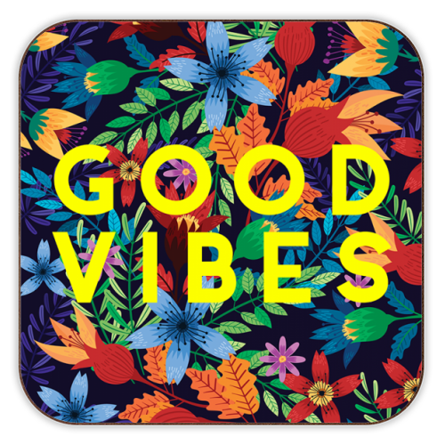 Coasters, Good Vibes Flowers by the 13 Prints: Glass, photo 2 of 3