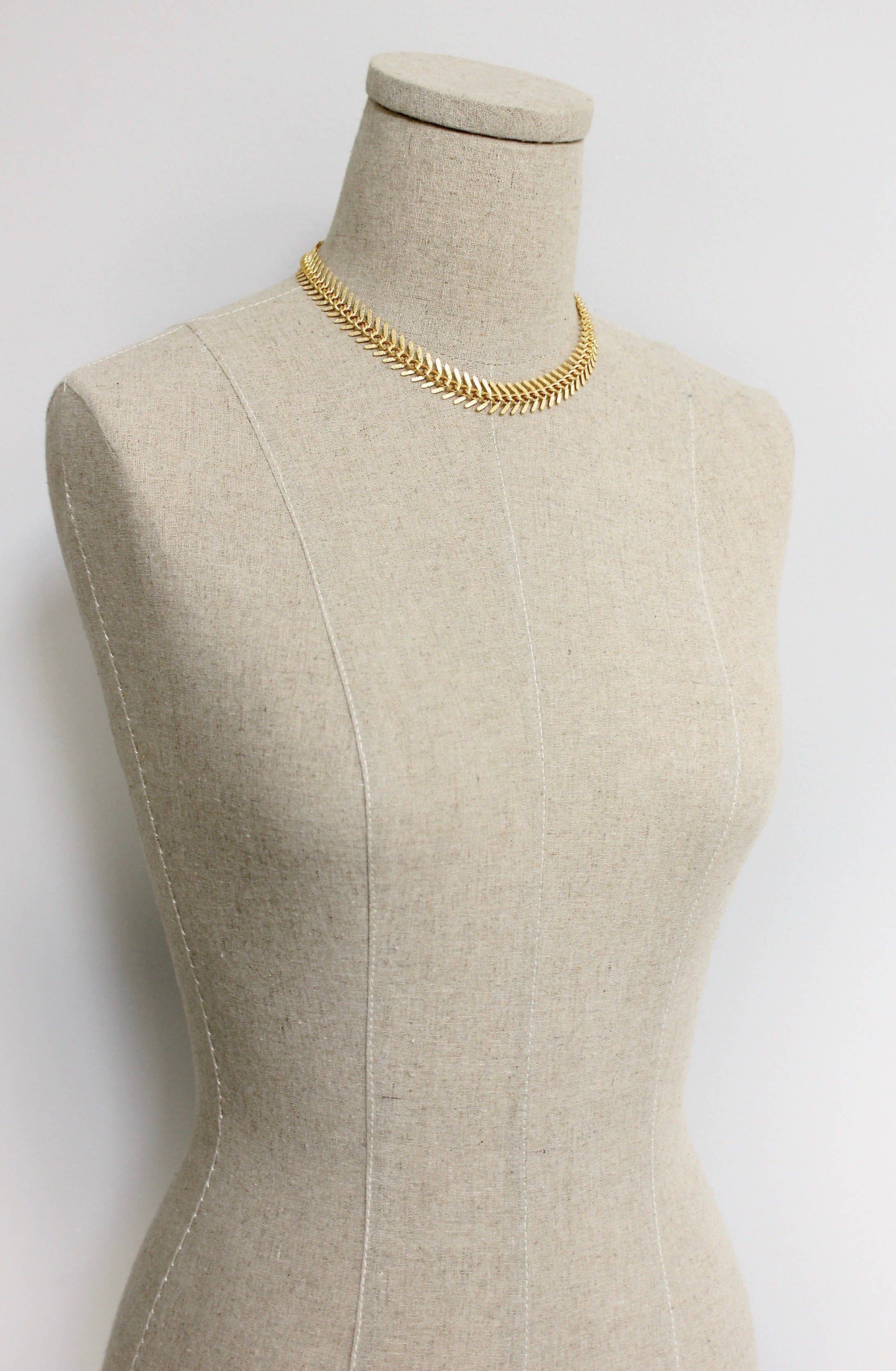 Gold Chain Fish Bone Necklace, photo 3 of 7