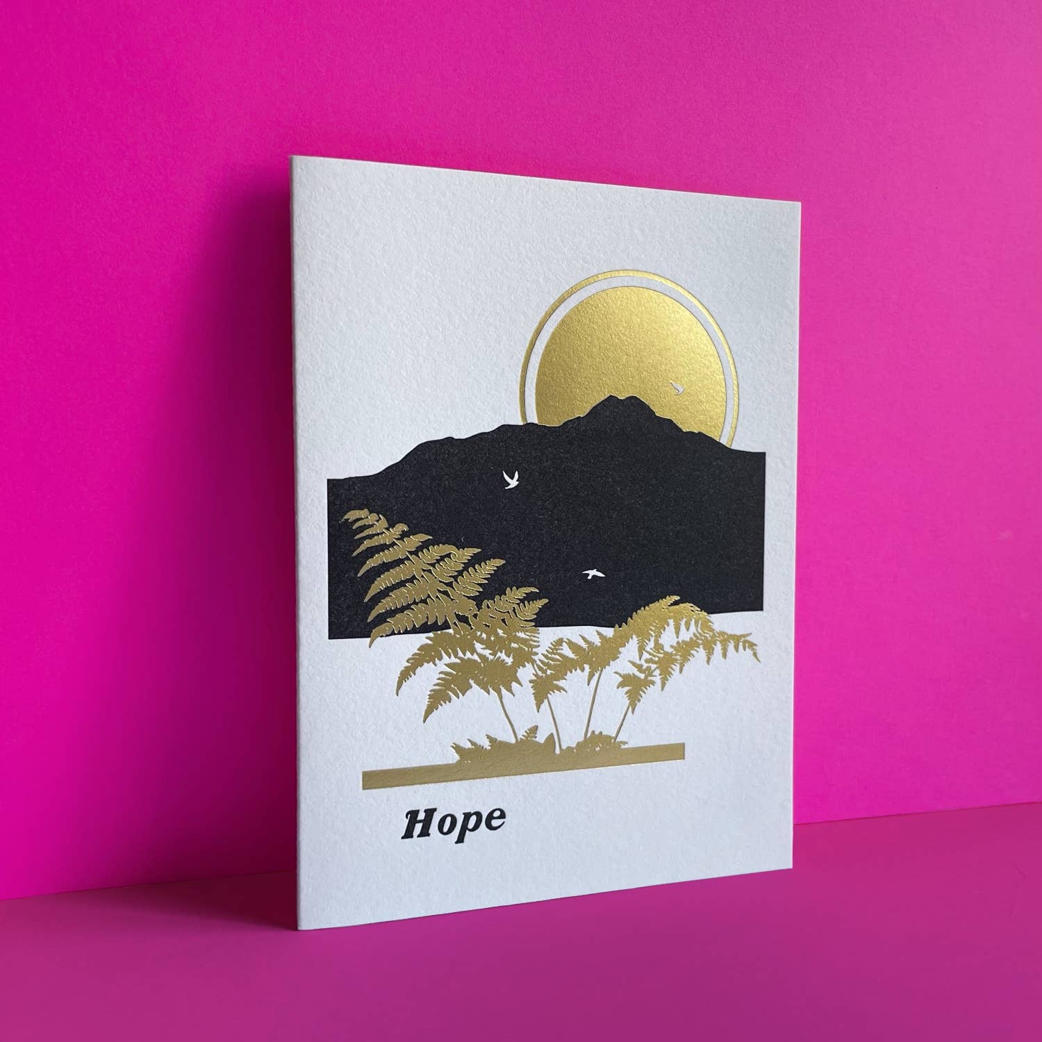 Golden Forest Fern Hope Letterpress Greeting Card