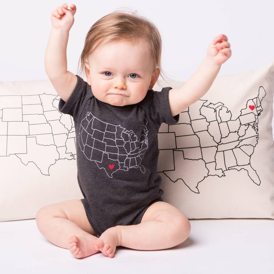 Map Baby One Piece - Vintage Smoke