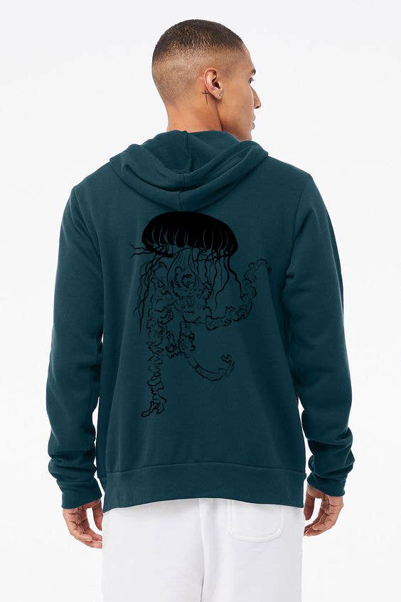 Vogue Jellyfish Dark Aqua Ultra Soft Prem Bella+Can Hoodie