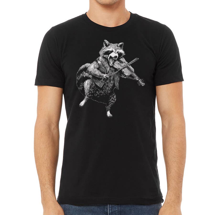 Raccoon Playing Fiddle Shirt | Trash Panda Violin Player, photo 2 of 5