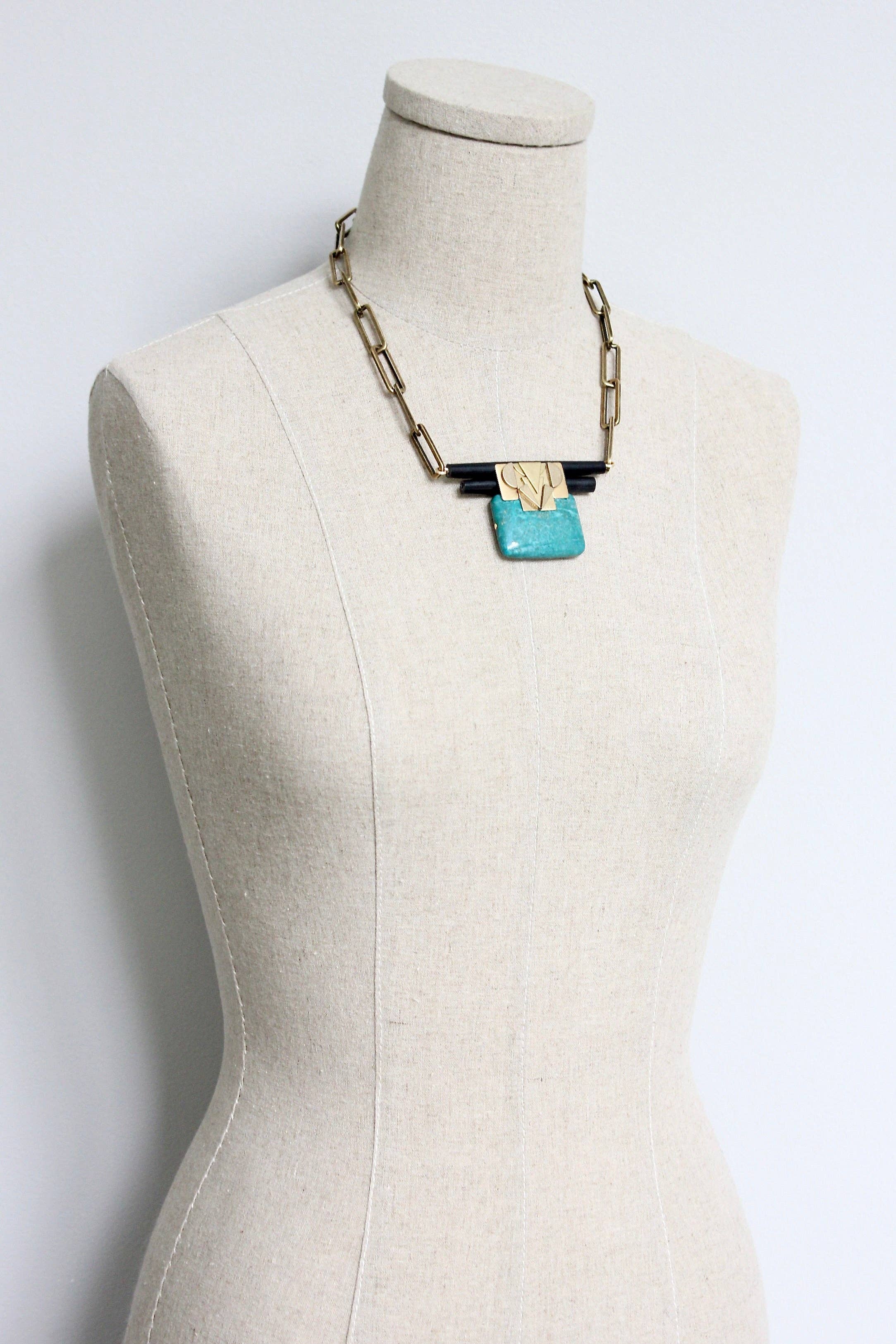 HYL519 Turquoise Artdeco necklace, photo 2 of 4
