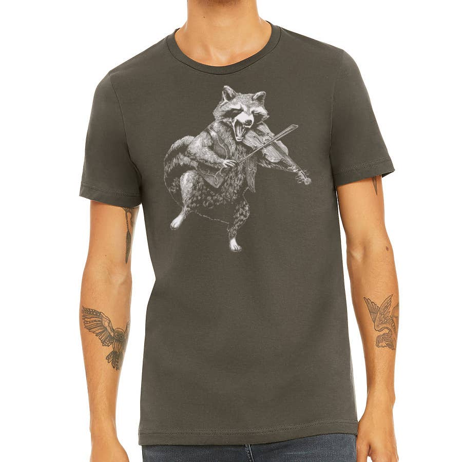 Raccoon Playing Fiddle Shirt | Trash Panda Violin Player, photo 4 of 5