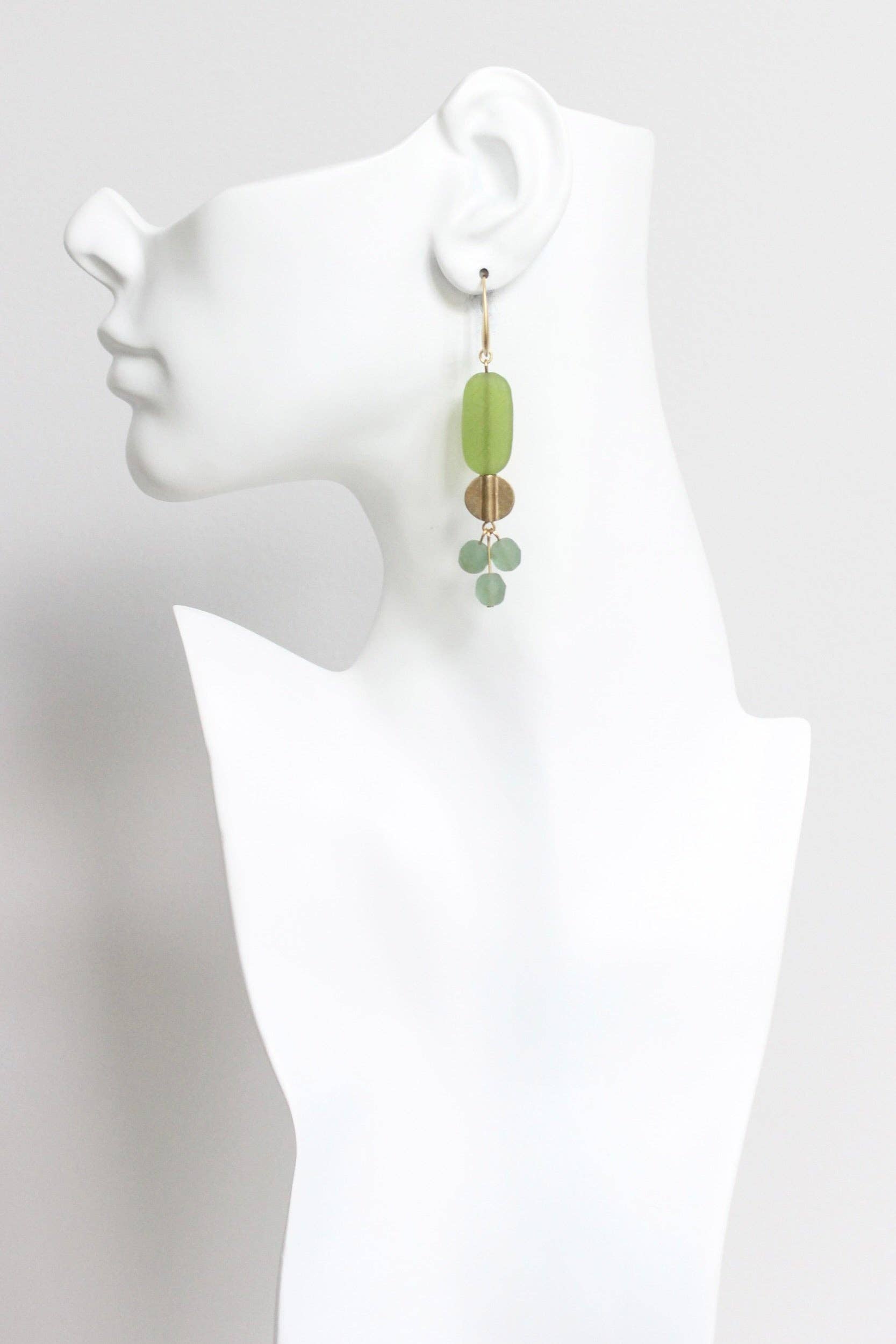 Lime green and seafoam cluster earrings, photo 2 of 3
