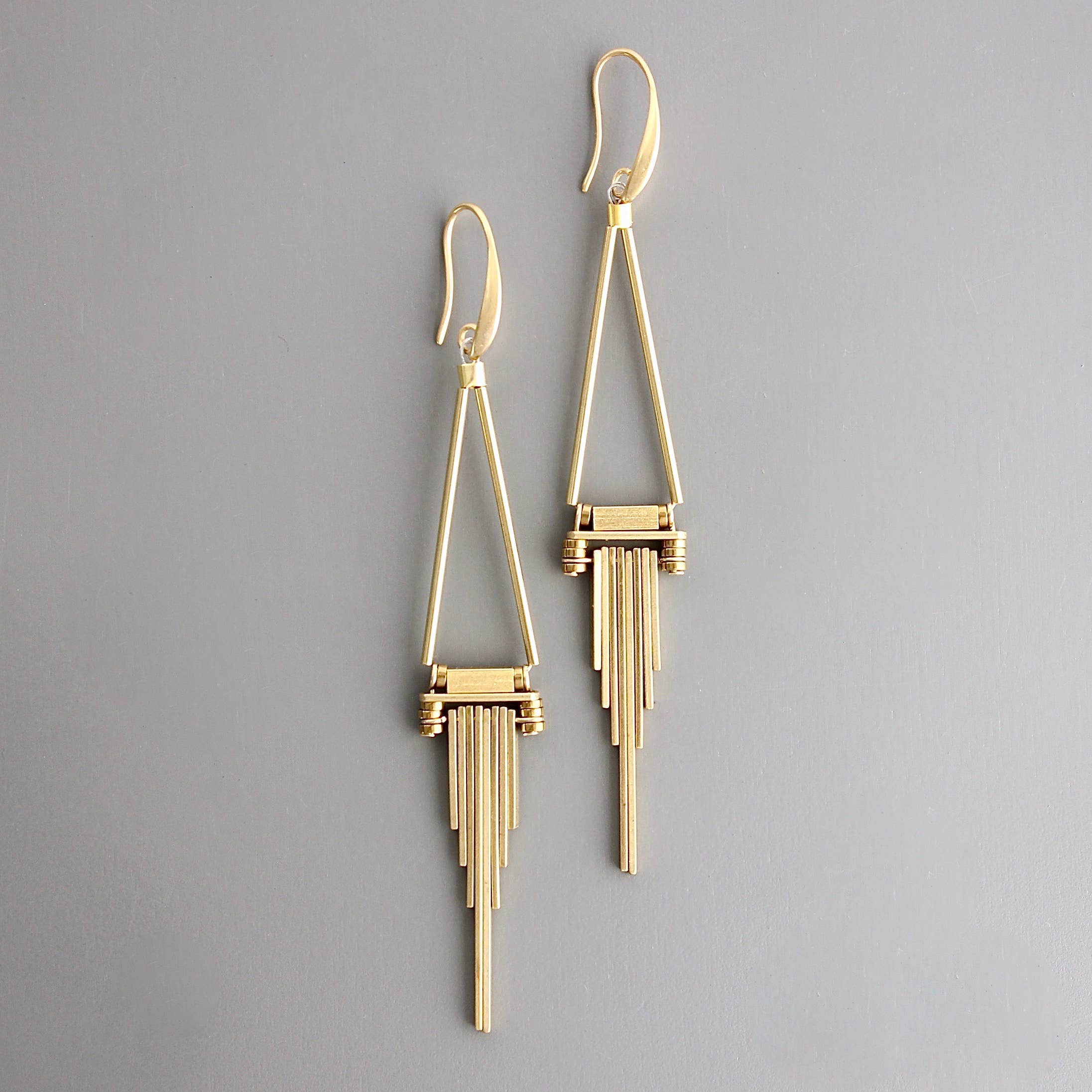 Geometric brass earrings, photo 1 of 3