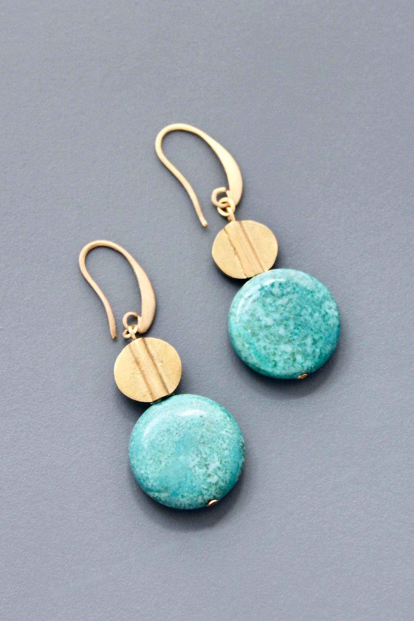 HYLE22 Turquoise disc earrings, photo 3 of 4