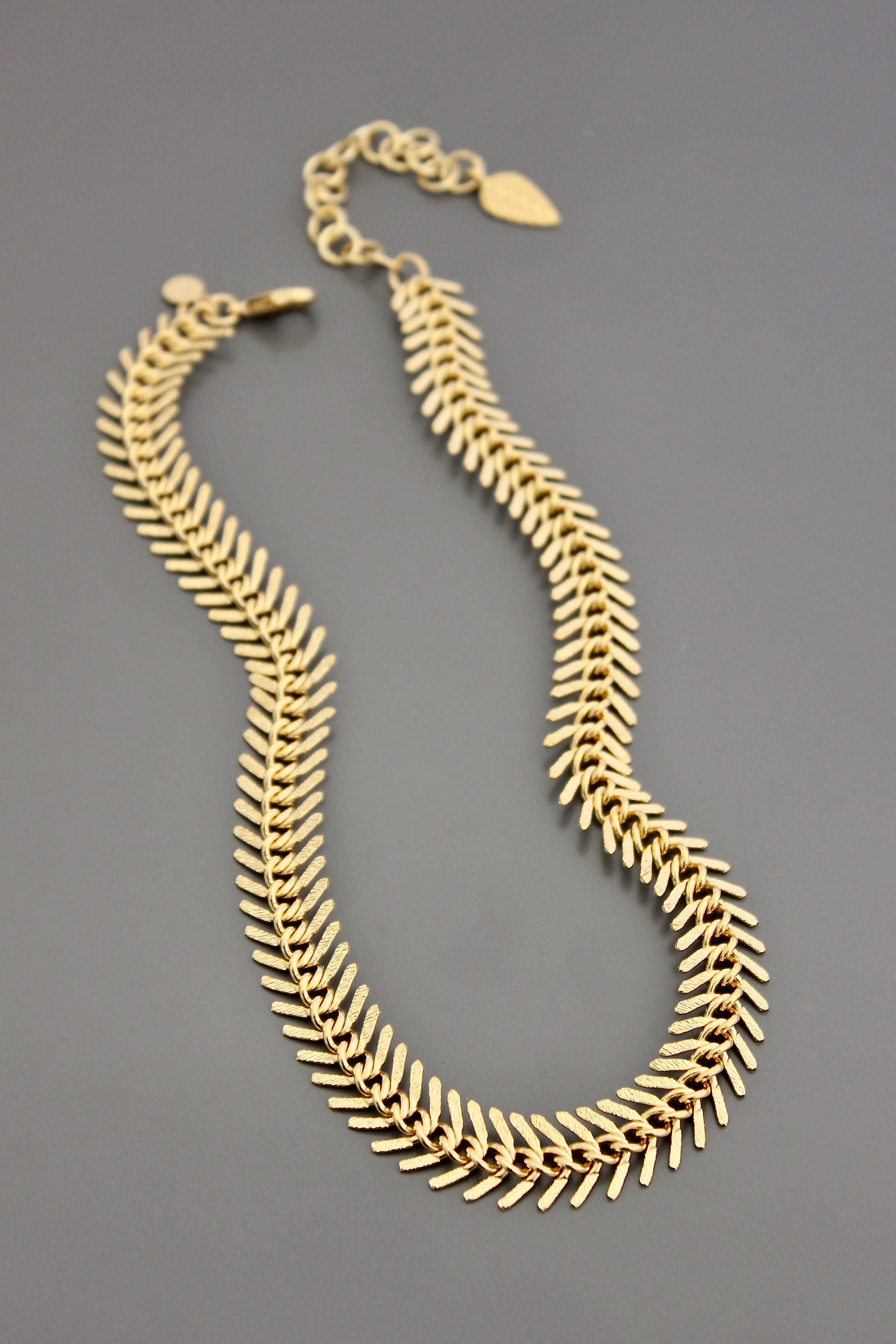 Gold Chain Fish Bone Necklace, photo 1 of 7