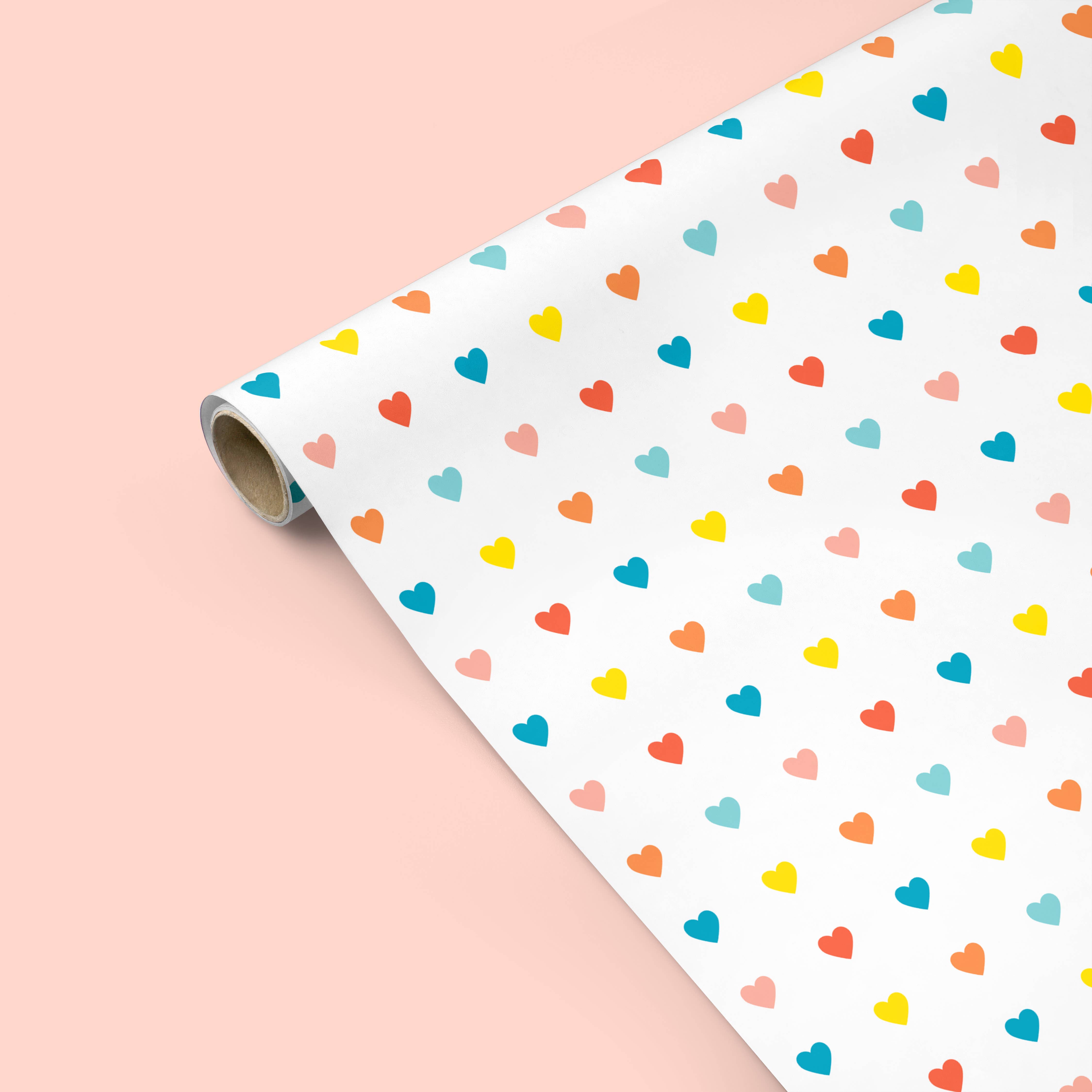 RAINBOW HEARTS Gift Wrap (ROLL)