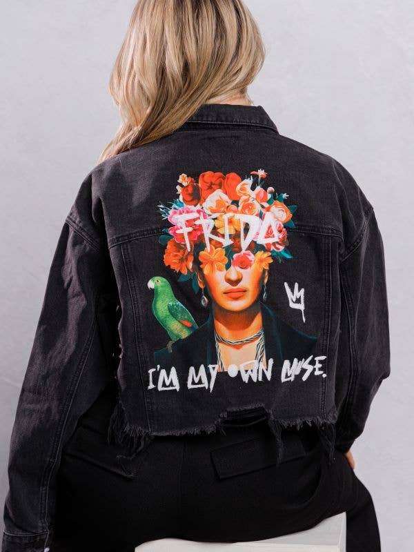 Frida Muse Crop Denim Jacket: BLACK DENIM, SMALL/MEDIUM, photo 3 of 8