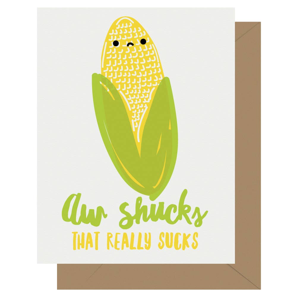 Cutie Kawaii Aw Shucks Letterpress Sympathy Card