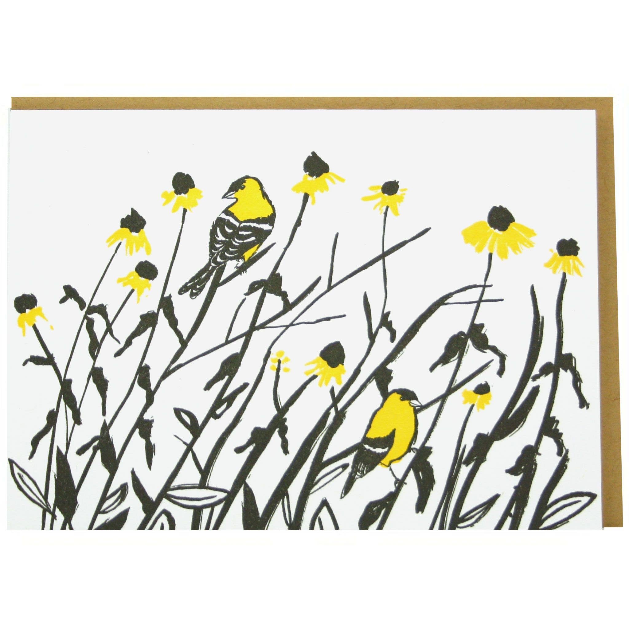 E.B. Goodale Notecard - Goldfinches
