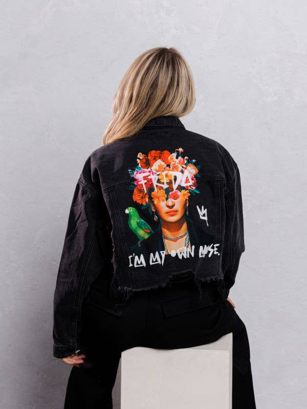 Frida Muse Crop Denim Jacket: BLACK DENIM, SMALL/MEDIUM, photo 5 of 8