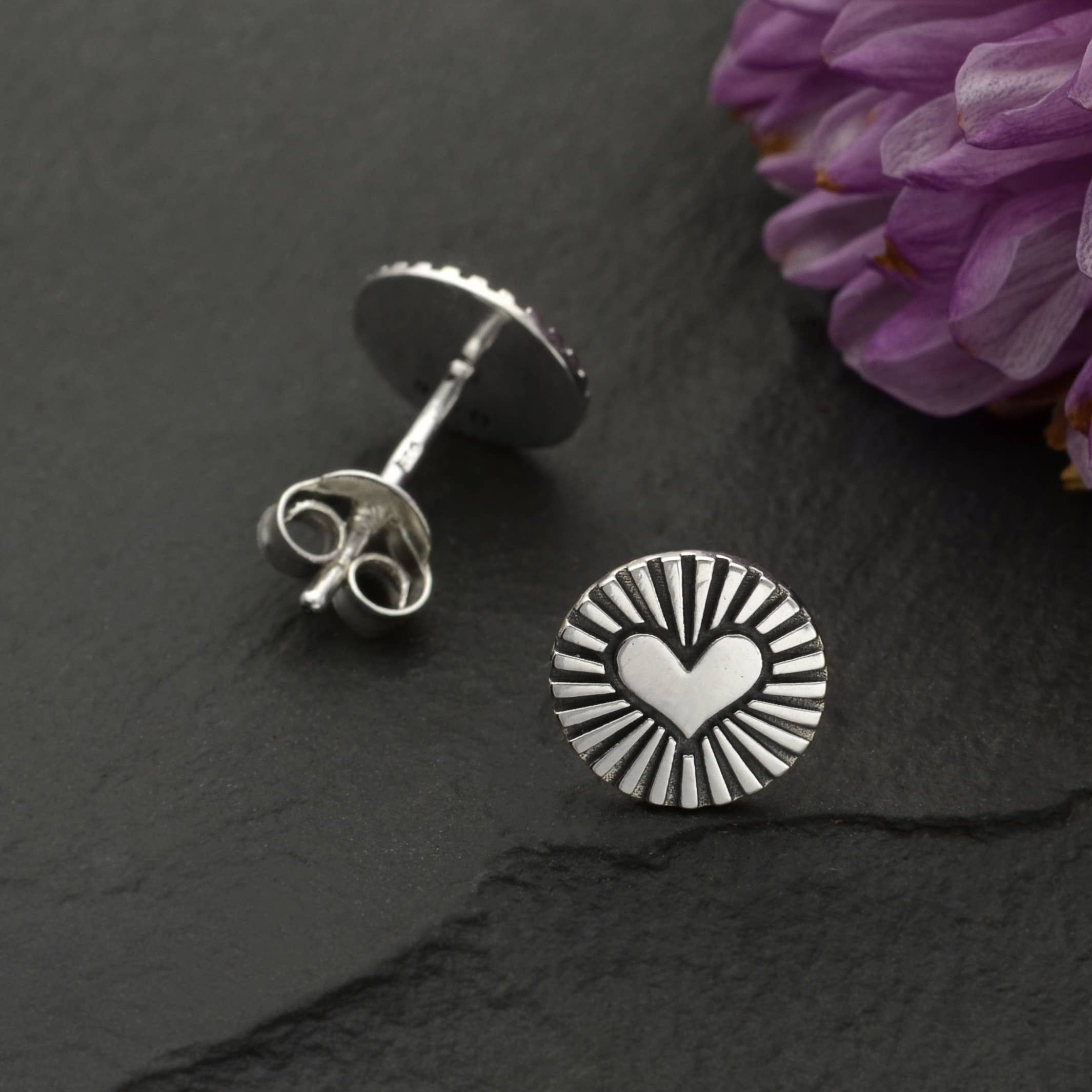 Sterling Silver Flat Radiant Heart Post Earrings 8x8mm
