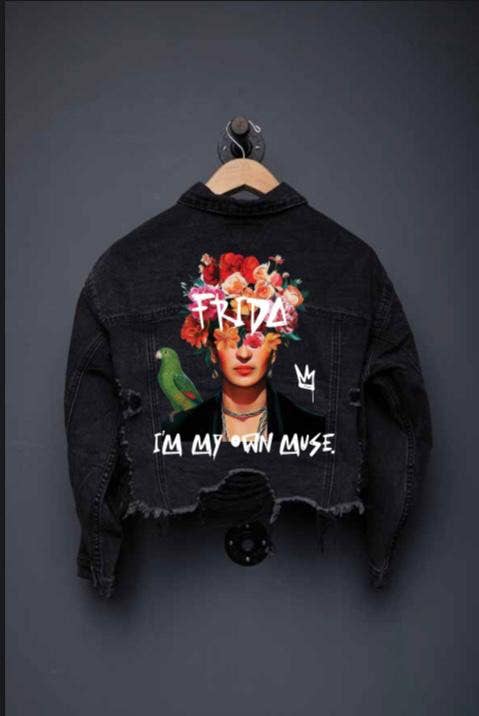 Frida Muse Crop Denim Jacket: BLACK DENIM, SMALL/MEDIUM, photo 1 of 8