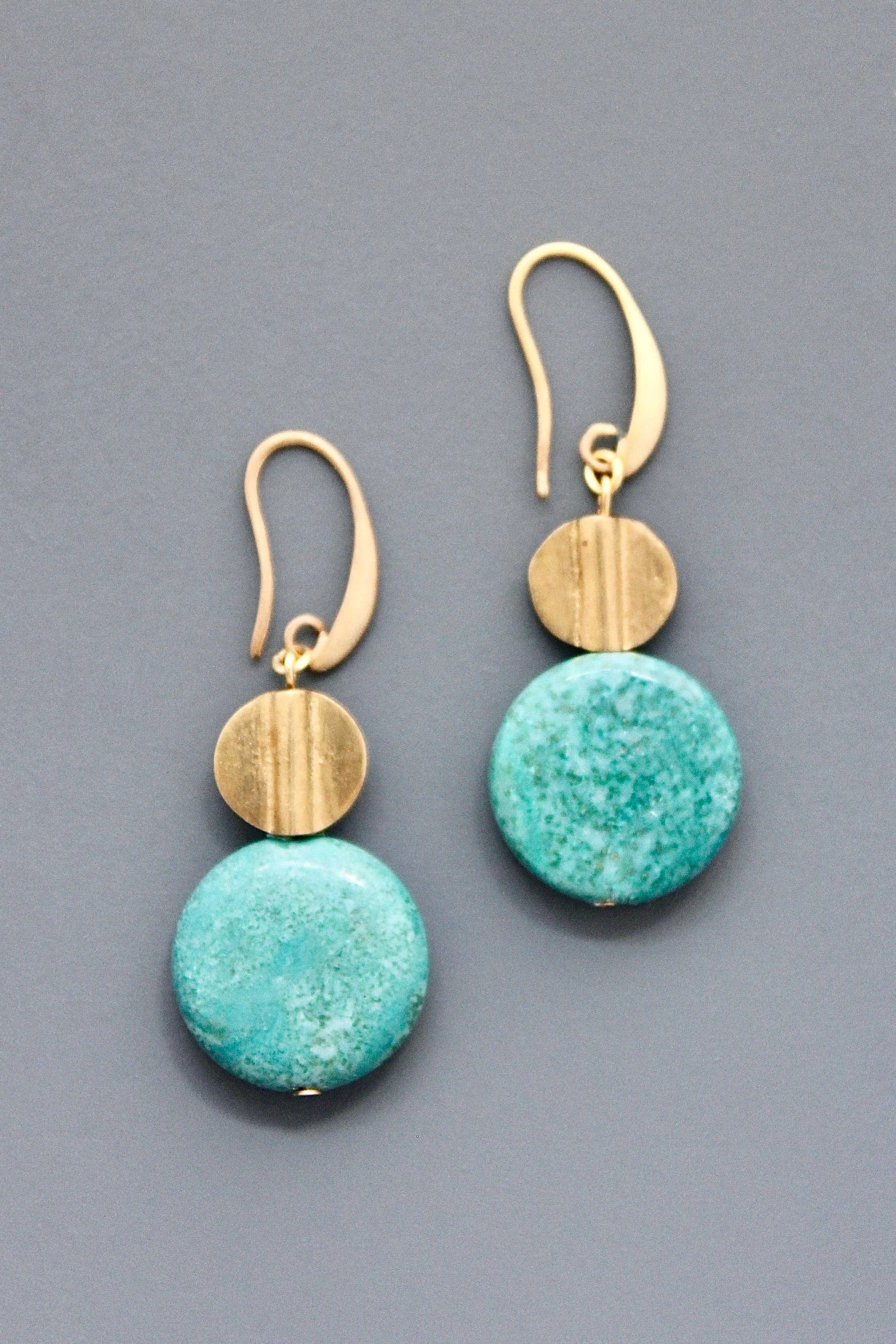 HYLE22 Turquoise disc earrings, photo 4 of 4
