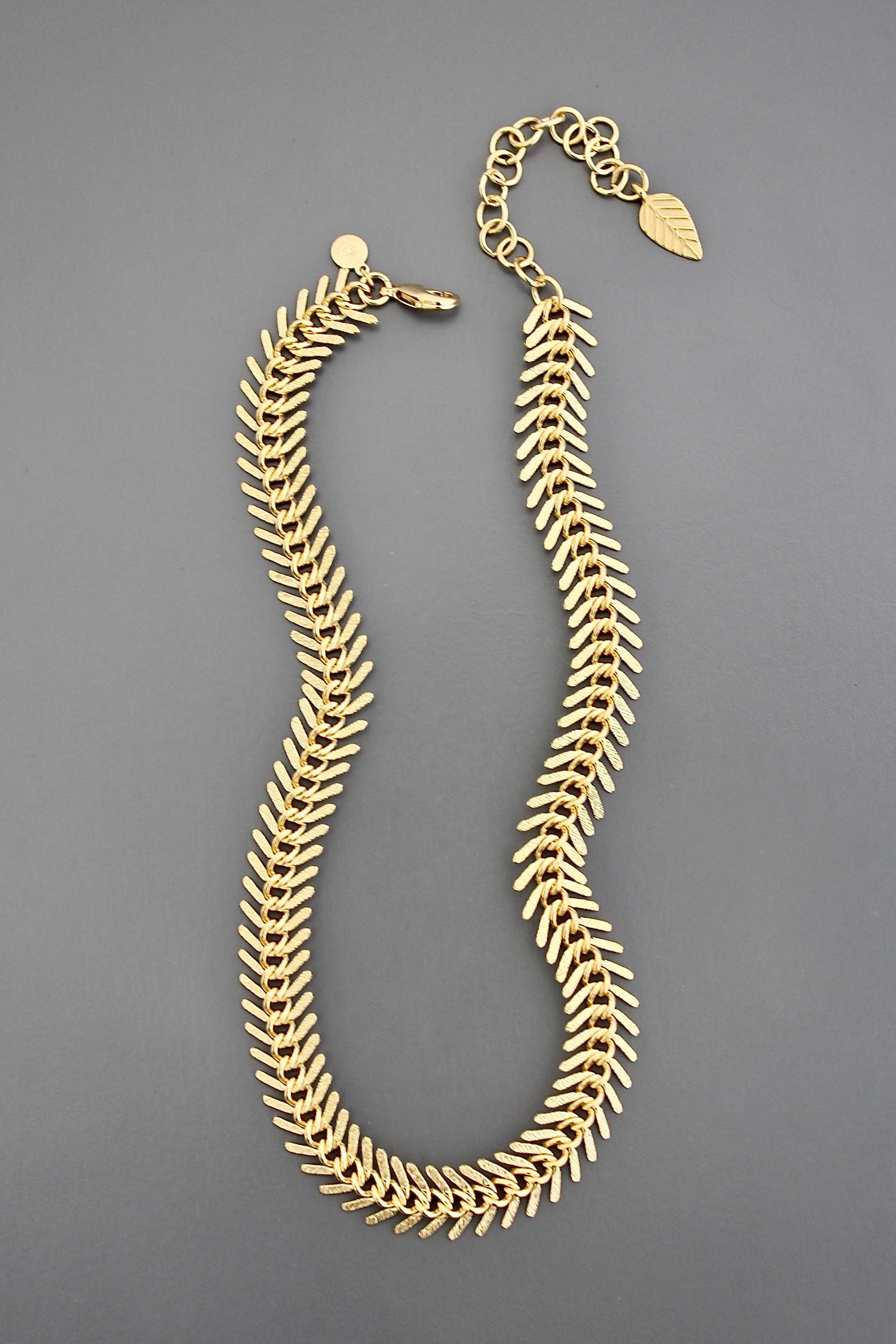 Gold Chain Fish Bone Necklace, photo 6 of 7
