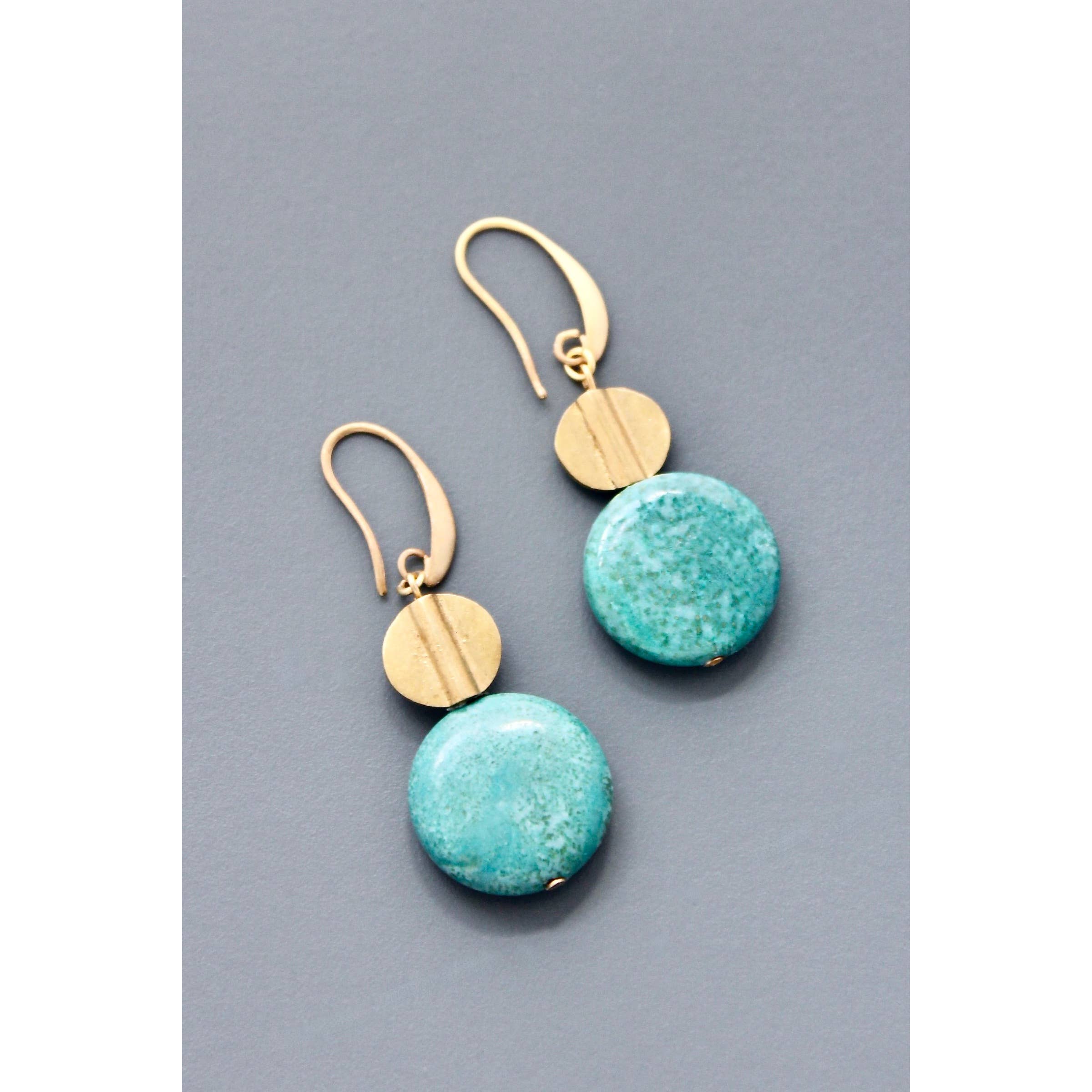 HYLE22 Turquoise disc earrings, photo 1 of 4